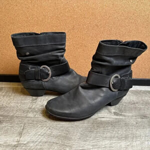 Pikolinos Brujas Black Leather Buckle Heeled Boots Size EU 37 / US 7